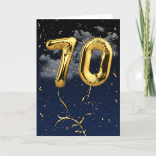 70. Geburtstag Gold Mylar Ballon und Confetti Card Karte