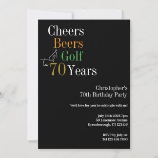 70. Geburtstag Golf Cheers Beers Party Einladung