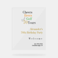 70. Geburtstag Golf Cheers Beers Party Willkommen