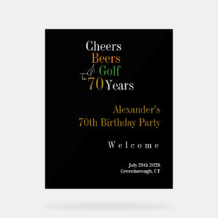 70. Geburtstag Golf Cheers Beers Willkommen Acrylschild