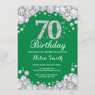 70. Geburtstag Grün und Silver Diamond Einladung