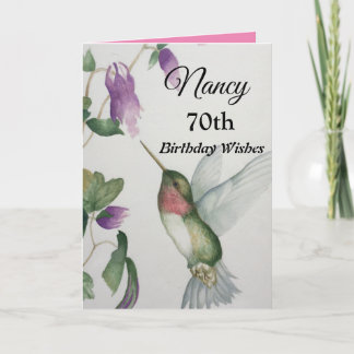 70. Geburtstag Happy wünscht Elegant Hummingbird Karte