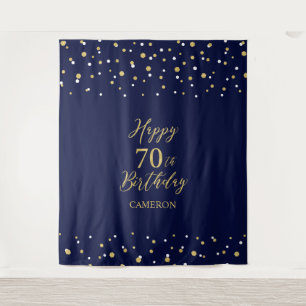 70. Geburtstag Hintergrund mit Gold und Navy Wandteppich