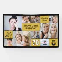 70. Geburtstag individuelle Fotocollage Schwarz Go