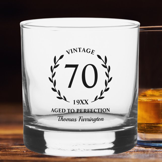 70. Geburtstag Jahr des vollkommenen Individuellen Whiskyglas (Von Creator hochgeladen)