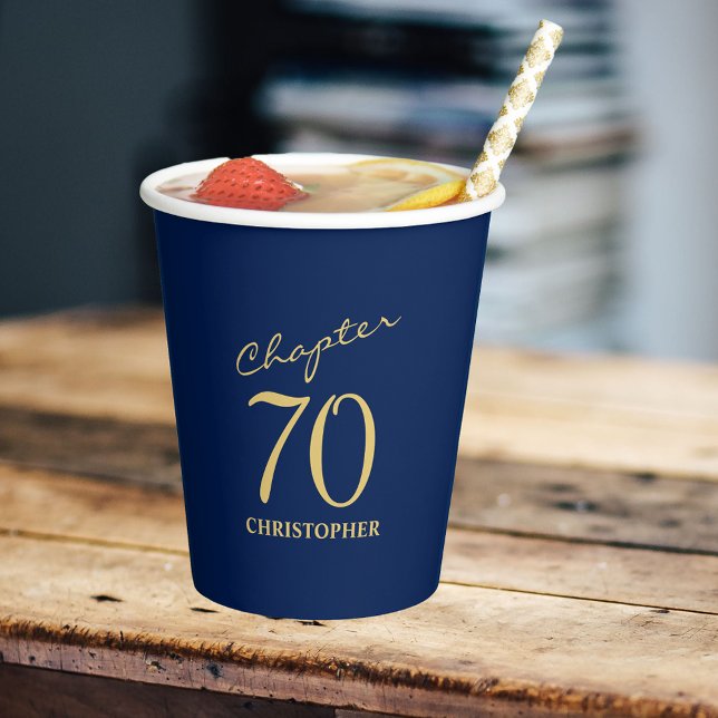 70. Geburtstag Kapitel 70 Blue Gold Pappbecher (Personalized 70th Birthday Chapter 70 Blue Gold Paper Cups
)