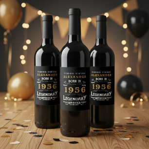 70. Geburtstag Legende Geboren 1956 Vintage Schwar Weinetikett