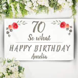 70. Geburtstag Lustige Aquarell-Blume Floral Banner