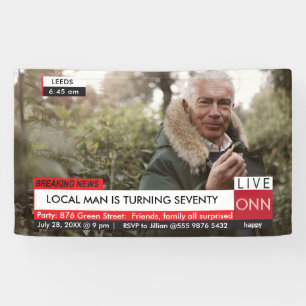 70. Geburtstag Männer's 🎉 Funny TV News Fake Medi Banner