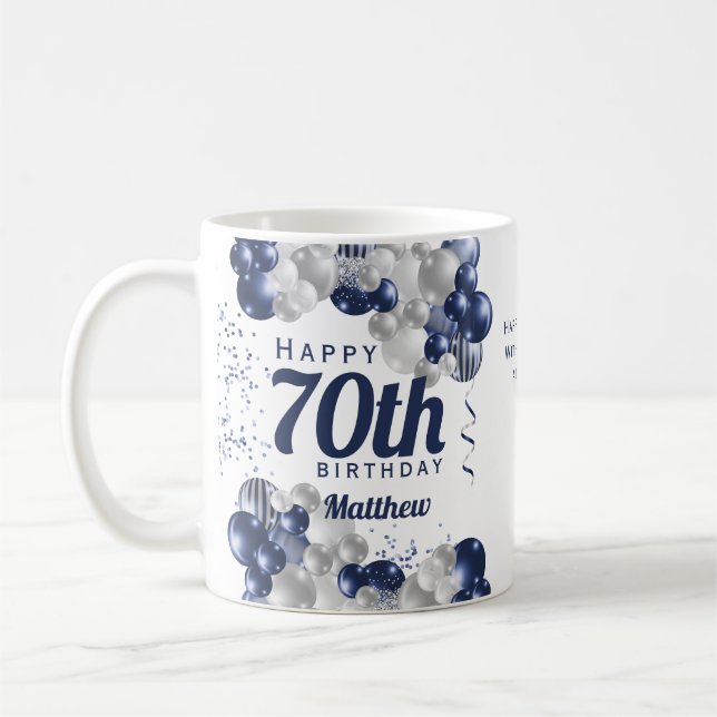 70. Geburtstag Marineballons Kaffeetasse (Links)
