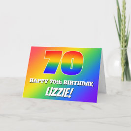 70. Geburtstag: mehrfarbiges Regenbogenmuster # 70 Karte