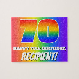 70. Geburtstag — mehrfarbiges Regenbogenmuster "70 Puzzle