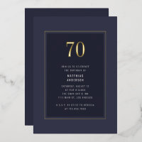70. Geburtstag Minimal Elegant Dunkle Goldene Rahm
