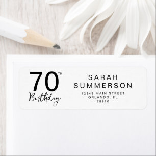 70. Geburtstag Minimal Schwarz Weiß Schrift Adress