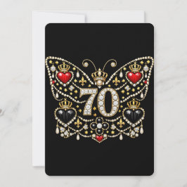 70. Geburtstag mit Diamanten verzierter Schmetterl Einladung
