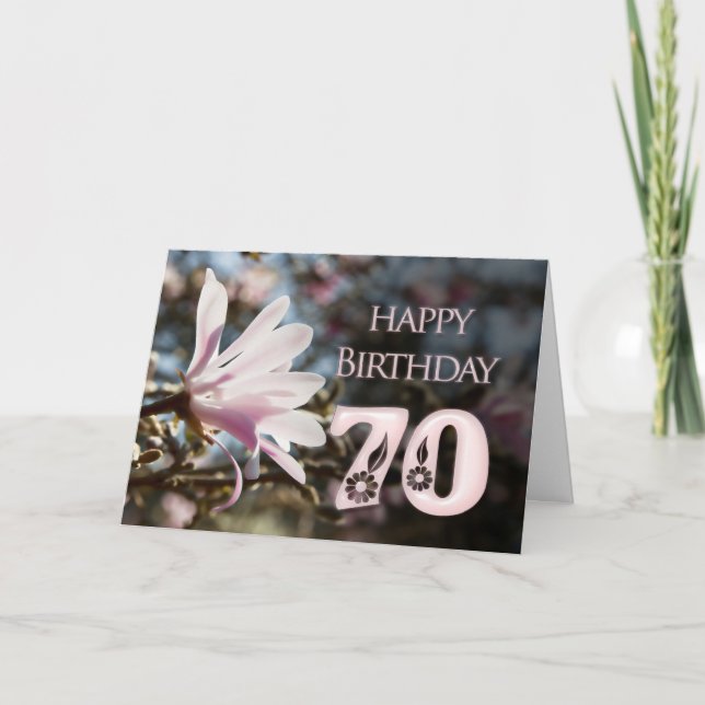 70. Geburtstag mit Magnolie Karte (Vorderseite)