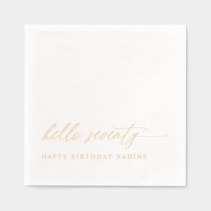 70. Geburtstag Modern Elegant Hello Siebzig Gold Servietten Mit Folie