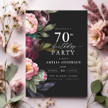 70. Geburtstag Modern Moody Burgundy Blush Bloral Einladung<br><div class="desc">Feiern Sie Ihren Meilenstein mit einer modernen, modisch-70. Geburtstagseinladung mit reichen Bordeaux- und Blütenfloralen. Dieses elegante Design verbindet tiefe, dramatische Farbtöne mit sanften, romantischen Akzenten und eignet sich perfekt für eine elegante und zugleich einladende Atmosphäre. Die beeindruckende Blumenstruktur verleiht dem Hotel eine Touch Luxus, während die zeitgenössische Gestaltung stilvoll und...</div>