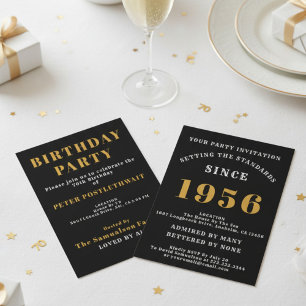 70. Geburtstag Name Jahr Schwarz Gold Für Ihn Einladung