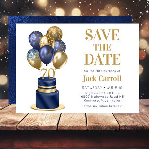 70. Geburtstag Navy Blau Ballon Torte Save The Date