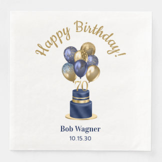 70. Geburtstag Navy Blue Balloon Cake Serviette