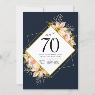 70. Geburtstag Navy Blue Einladung