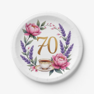 70. Geburtstag Oma Elegante Blumen Pappteller