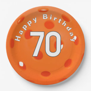 70. Geburtstag Orange Pickleball Pappteller