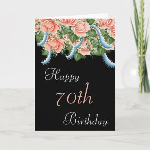 70. Geburtstag Pfirsich-Rosen Glückwunschkarte zum Karte