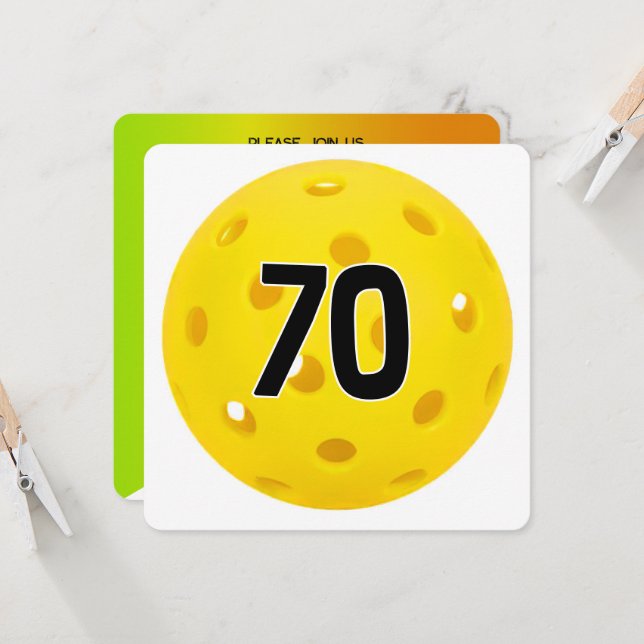 70. Geburtstag Pickleball-Party Einladung (Vorderseite/Rückseite Beispiel)
