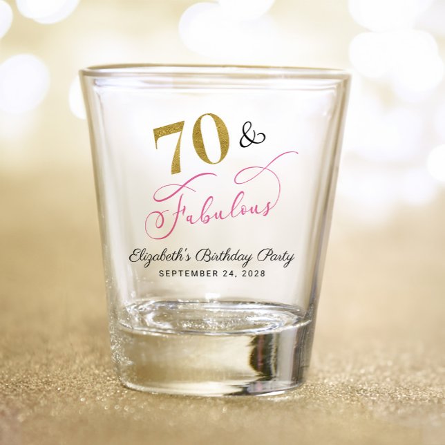 70. Geburtstag Pink Gold Gastgeschenk Schnapsglas (Von Creator hochgeladen)
