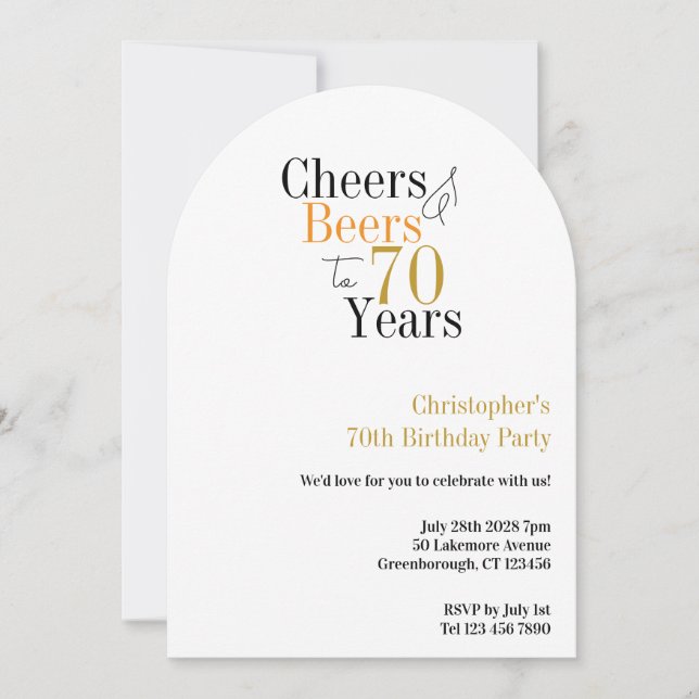 70. Geburtstag Prost und Bier Minimal Einladung (Vorderseite)