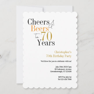 70. Geburtstag Prost und Bier Minimal Party Einladung