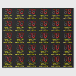 70. Geburtstag: Red Digital Clock Style "70" + Nam Geschenkpapier