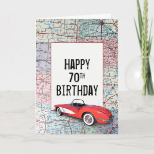 70. Geburtstag Retro Corvette auf Karte