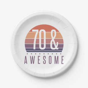 70. Geburtstag Retro Sunset Pappteller