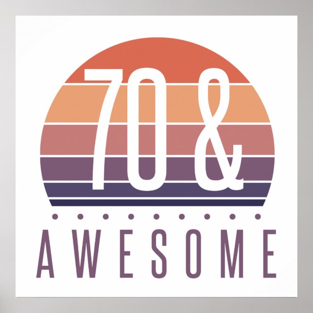 70. Geburtstag Retro Sunset Poster (Vorne)