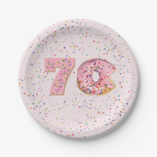 70. Geburtstag rosa Donut Papierplatte Pappteller