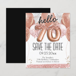 70. Geburtstag Rosa Glitzer Save the Date
