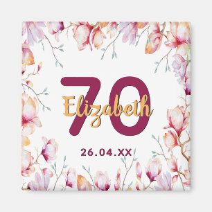 70. Geburtstag rosa Magnolien-Blumen Save-the-Date Magnet