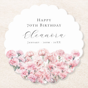 70. Geburtstag Rosa Nelke Januar-Geburtsblume Untersetzer