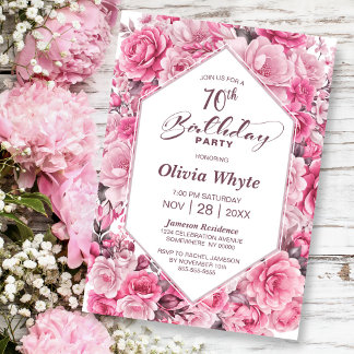 70. Geburtstag Rosa Party Einladung