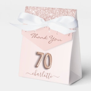 70. Geburtstag rosa Rosengold Glitzer Vielen Dank Geschenkschachtel
