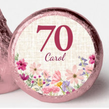 70. Geburtstag Rosa Wildblumen Leinen Schokolade