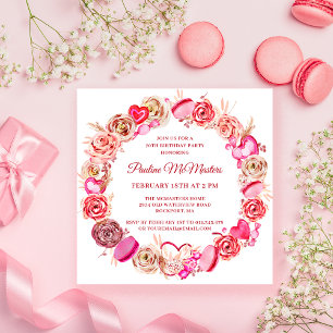 70. Geburtstag Rosa Wirbles Herz Valentine Einladung