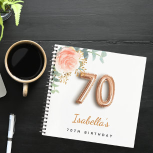 70. Geburtstag Rose Gold Eukalyptus Gästebuch Notizbuch