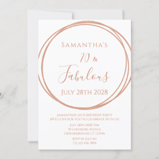 70. Geburtstag Rose Gold Minimal Geburtstag Einladung