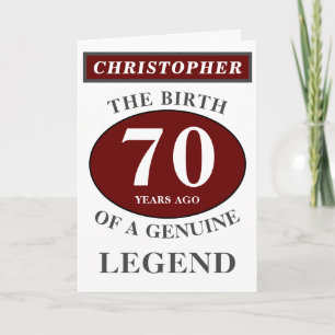 70. Geburtstag Rot Echtes Legend Add Your Name Karte