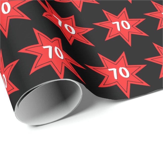 70. Geburtstag Roter Star Geschenkpapier (Rolleneckpunkt)