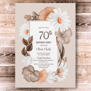 70. Geburtstag Rustic Boho Floral Party Einladung